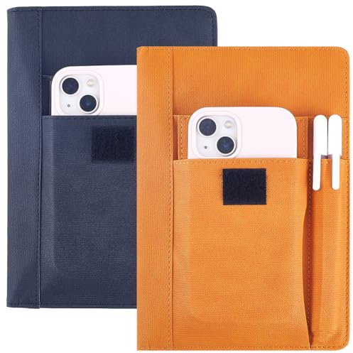 craspire 2 Farbe Buchabdeckung PU Leder wasserdichte Buchhülle Orange schwarz Wiederverwendbare Buchschutz für Paperbacks Notebook Wraps mit Stifttaschen für Buchliebhaber Geschenke 6.1×8.54 Zoll