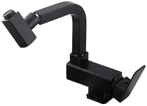 HomeLava Grifo Cocina Negro Abatible, Grifo Cocina Bajo Ventana, Grifo de Fregadero Plegable de Latón, Monomando Mezclador Agua Fría y Caliente