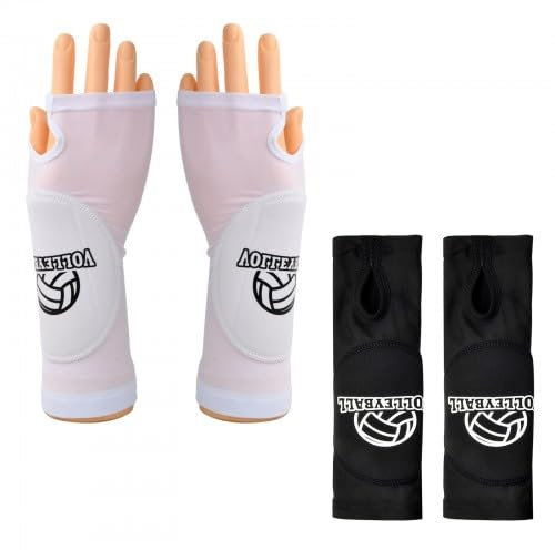 2 Pares Mangas para Brazo de Voleibol, Volleyball Mangas Protectoras para Brazos con Esponja Anticolisión y Orificio para el Pulgar, para Mujeres Hombres, M