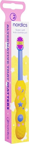 Öko Zahnbürste Baby | von 0-2 Jahren | mit 4.080 Borsten | Nordics (Gelb/Violett, 1 stück (1er Pack))