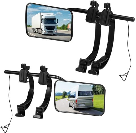 Rétroviseur Caravane, Rétroviseurs de Remorquage, Lot de 2 Rétroviseurs Extérieurs, Camping Car Rétroviseurs, Rétroviseur à Extension Réglable avec Sangles pour Caravanes, Remorque, Camping-cars