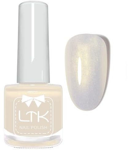 Pearl Nail Polish - White Nail Varnish - White Nail Polish - Quick Dry Nail polish No UV Needed - Long Lasting Glitter nail polish - Aurora Iridescent Shimmer nail Varnish For Women DIY Nail Art