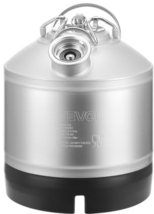 VEVOR Cleaning Keg, 1.75 Gallon/6.5L Keg Line Cleaning Kit with D Coupler Connection & Rubber Base, Beer Lines Cleaner Used for Beer Line Cleaning, 304Stainless Steel Kegerator Beers Lines Cleaner Kit