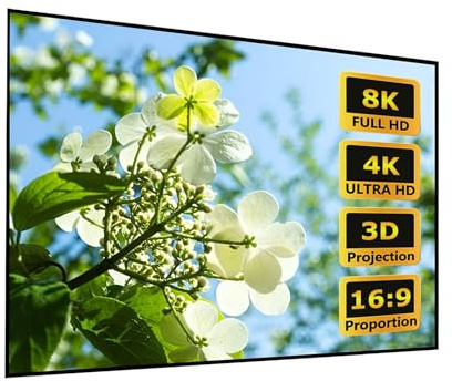 16:9 HD 4K/3D Projektionsleinwand mit Rahmen für Heimkino, 80/100 Zoll Große Rahmenleinwand Wandmontage, 2,5 Gain Beamer Leinwand(60in 16:9)
