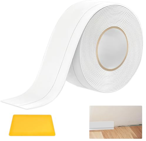 Weichsockelleiste Selbstklebend Weiß 10M PVC Sockelleiste Selbstklebend | 50x20 mm Weichsockelleiste, Flexibel Wasserfest Selbstklebende Leisten, für Küche und Bad