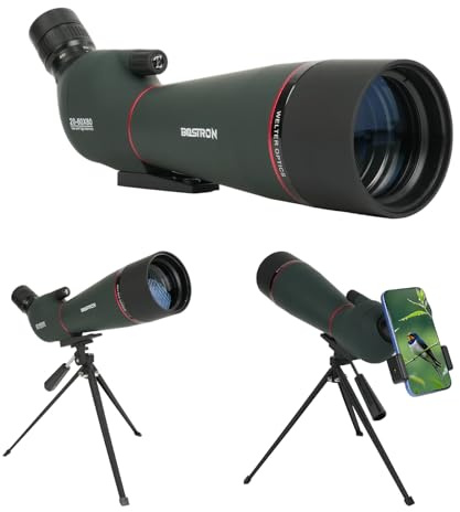 BOSTRON 20-60x80mm Spotting Scope with Tripod, Carrying Bag and Quick Phone Holder - BAK4 High Definition Waterproof Spotter Scope for Bird Watching Wildlife observing,Green