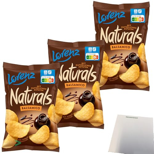 usy Bundle für Lorenz Naturals Balsamico Chips Kartoffelchips geröstet 3er Pack (3x95g Beutel) + usy Block