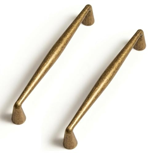 GisWell 2er Set Schubladengriffe Vintage, Möbelgriffe Vintage Schrankgriffe Vintage für Küchenschränke, Zinklegierung Antik-Gold, 128 mm Lochabstand (Großblüte AE)