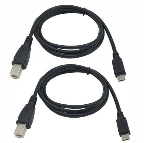 ZRUIDA Micro USB to USB B Printer Cable, 2 Pack, 1M / 3.3Ft | Micro USB 5Pin Male to Type B Male, Data & Charging Lead, For Android Phones, Printers, Scanners & MIDI Devices