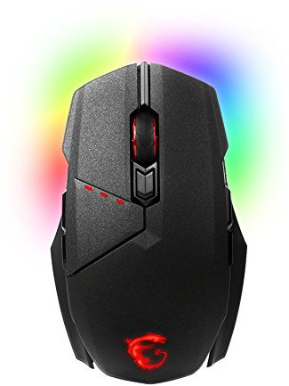MSI Clutch RGB LED Gaming Mouse with Shell and spare Wings/USB – Black Black
