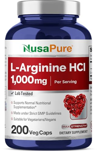 L-Arginine HCI, Non-GMO, Vegan, 1000mg, 200 Veg Capsules - 100 Servings