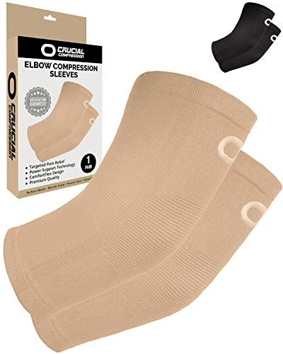 Elbow Brace Compression Sleeve (1 Pair) - Instant Arm Support Elbow Sleeves for Tendonitis, Arthritis, Bursitis, Golfers & Tennis Elbow Brace, Treatment, Workouts, Weightlifting, Pain Relief, Recovery