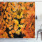 ABAKUHAUS Blätter Duschvorhang, Vivid Herbst-Ahornblätter, Stoffliches Gewebe Badezimmerdekorationsset mit Haken, 175 x 200 cm, Orange Gelb Braun