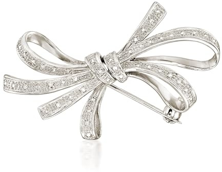 Ross-Simons 0.10 ct. t.w. Diamond Ribbon Pin in Sterling Silver