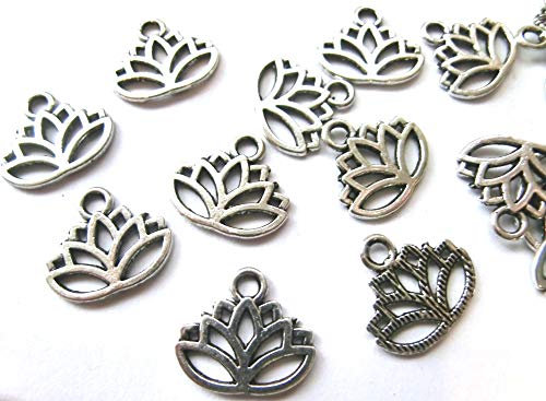 20 Anhänger Lotusblume Lotus Charm 16x15mm Farbe antiksilber #S161