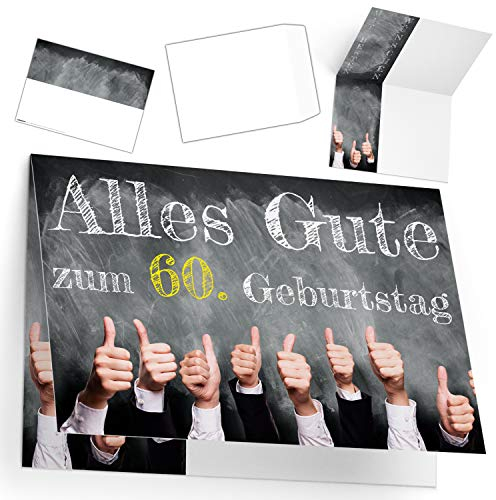 A4 XXL 60 Geburtstag Karte DAUMEN HOCH mit Umschlag - edle Geburtstagskarte - Glückwunschkarte zum 60. Geburtstag für Frau & Mann von BREITENWERK