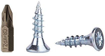 Holzschrauben aus verzinktem Stahl 3,0 x 12 mm, Pozi-Drive Kopfschrauben, Befestigungselemente, Senkkopf, Spanplattenschrauben (100 Stück)