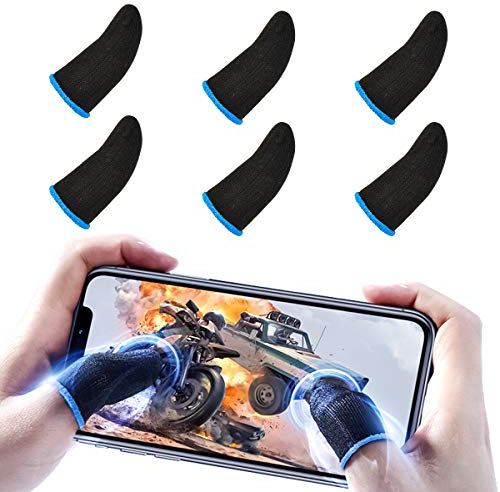 DLseego [6 Pack PUBG Mobile Game Finger Sleeve Sets,[Wettbewerbsversion] Touchscreen-Fingerhülsen Atmungsaktive, schweißempfindliche Schieß- und Zieltasten für Rules of Survival/Knives Out
