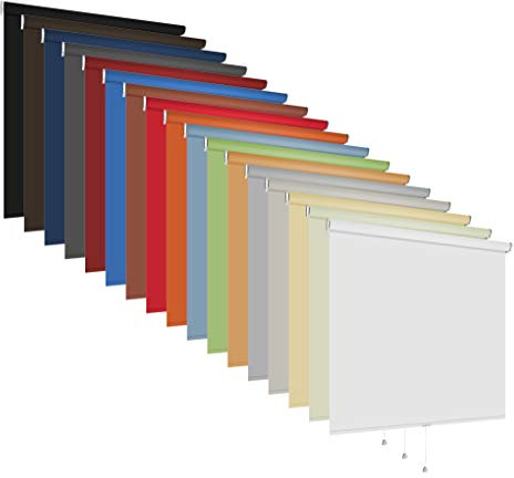 Springrollo Mittelzugrollo Schnapprollo Rollo 60-240 cm breit 150 cm hoch Stoff lichtdurchlässig blickdicht Wandmontage Deckenmontage Sonnenschutz Sichtschutz (Größe 210 x 150 cm / Farbe Anthrazit)