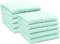 ZOLLNER 10er Set Handtücher in 50x100 cm - Flauschige Duschtücher aus Baumwolle - mit moderner Streifenbordüre - bis 60°C waschbar - mit praktischem Aufhänger - in Mint - Hotelqualität