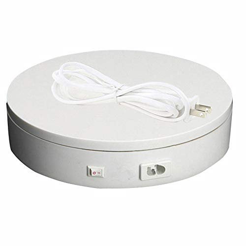 LINGOSHUN 360° Heavy-Duty Electric Motorized Rotating Turntable, 220V Automatic Rotating Platform Product Display Stand,Beautiful and Firm/White / 20cm Load 25KG