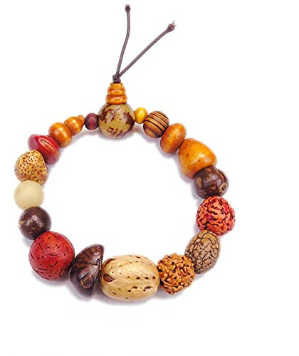 YZDKJ Vintage Natural 18 Bodhi Samen Armband Armreifen Buddha Charme Armband Tibet Buddhistisches Gebet Holzperlen