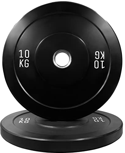 Olympic Bumper Weight Plates - Rubber Barbell Set for Strength Training and Weightlifting, 5KG 10KG Dumbbell Plates 2 inch Steel Insert fits Olympic barbells, hex bars, dumbbells, sleds, racks