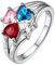 Bestyle Ringe Frauen Silber 925 Kristall Ring Personalisiert Mit Stein Herrenringe Verlobungsring Partnerring Mondstein Silberring Mit Gravur Silber Vier Geburtssteine