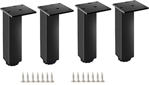 KOOEIN Pieds De Meuble en Aluminium,Pieds Réglables,Pieds De Table avec Vis,Pieds Carrés D'armoire,Noir/Argent,Pieds De Meuble De Salle De Bain,étanche,14 Tailles,Black-8cm/3.1in