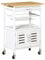 HOMCOM Rolling Kitchen Island Trolley Utility Cart on Wheels with Bamboo Table Top, Storage Cabinet, Drawer and Wire Basket