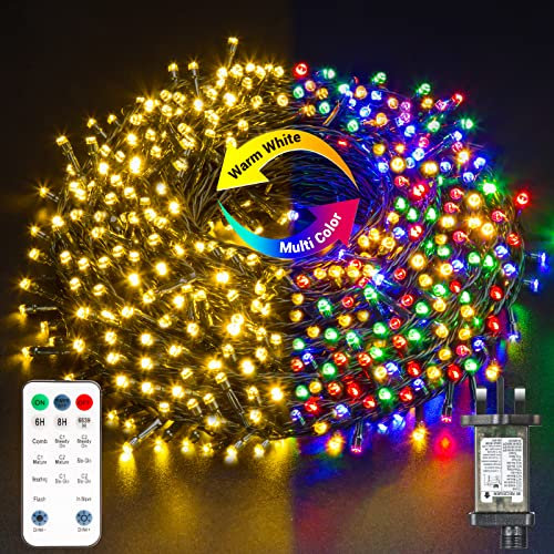 GlobaLink Outdoor Christmas Lights, 20m 200LEDs Color Changing String Lights, Waterproof Mains Powered LED String Lights with 11 Modes & Remote, Timed Fairy Lights for Xmas Tree, Outside, Garden Decor