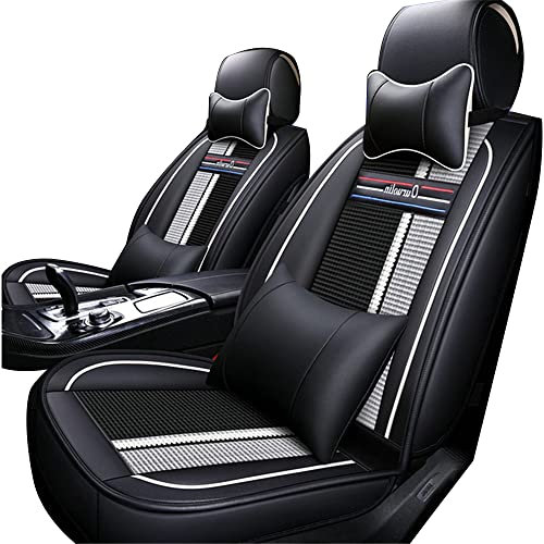 Muchkey Sitzbezug Auto Vordersitze für Toyota Verso Wasserdichtes Kunstleder Auto Sitzschutz Komplettset Kompatibel Mit Airbag,Schwarz-Weiss