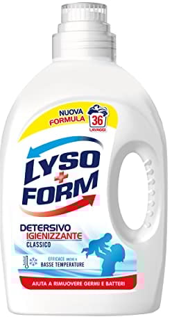 Lysoform, Detersivo Igienizzante Classico, Detersivo Liquido Lavatrice per una Pulizia Profonda e Pulito Sicuro, Capi Bianchi Brillanti, Profumazione Classica, Confezione da 36 Lavaggi