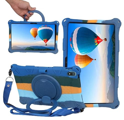 YHFZR Case for Nokia T20, Soft Silicone Shockproof Kids Friendly Case with Rotating Stand for Nokia T20 10.4 Inch, Dark Blue