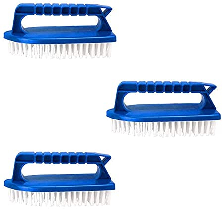 well2wellness® 3 x Pool Handbürste Reinigungsbürste mit blauem Griff und weißen Borsten