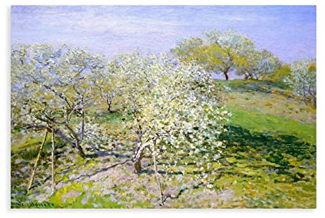 JDRC Claude Monet-Apfelbäume in Blüte, Leinwand, Poster, Schlafzimmer, Dekoration, Sport, Landschaft, Büro, Raumdekoration, Geschenkrahmen: 30 x 45 cm
