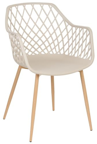 Esszimmerstuhl 2er Set beige mit Rautenmuster Metallgestell Modern Nashua