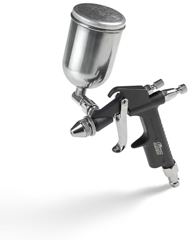 FIAC Pistola a Spruzzo per Verniciare 1863, Pistola per Verniciare Piccole Superfici, Aerografo con Serbatoio per Vernice da 100ml, Ugello da 0.8 mm, Pressione Max 3 Bar, Nero