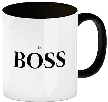 Büro Kaffeebecher in schwarz - Ja, Boss eine lustige Tasse um deinem Chef zu zeigen, dass du immer alles erledigst und nicht widersprichst Büroalltag lustig Frau