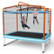 LIFEZEAL Cama elástica Infantil 3 en 1, Trampolín con Columpio Desmontable y Barra Horizontal, Cama elástica Rectangular de jardín para niños, 190 x 124 x 222 cm para Exterior e Interior (Naranja)
