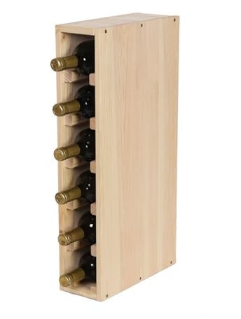 PROREGAL Modulares Weinregal VINCELLAR MOD | HxBxT 60x12x30cm | Schmal Modul für 6 Flaschen | Massives Kiefernholz | Natur | Weinhalter Weinständer Flaschenständer Flaschenregal Holzregal
