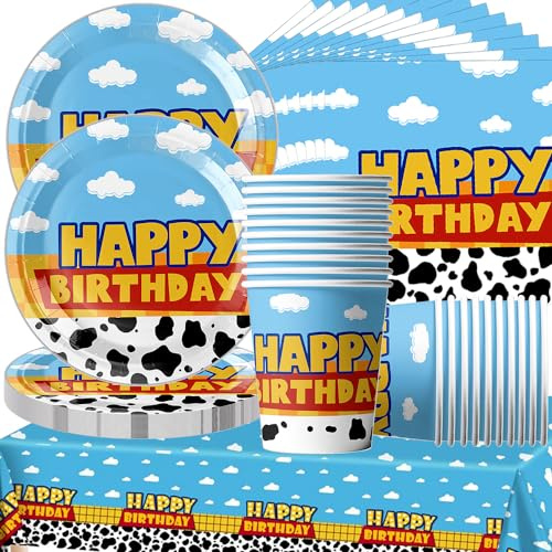 Doyomtoy Nuage Blanc et Ciel Bleu de Vaisselle de fête pour 20e Anniversaire d'invités, nappes, Assiettes, Tasses, Serviettes pour fête d'anniversaire