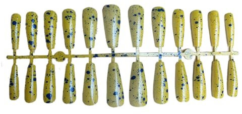 dijiusidy 24 Pieces Nails T Shape Extra Long Full Wrap False Nail Tips Women Decor Fingernail Supply Manicure Accessory , yellow print