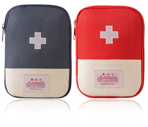 DWFEYOI Kit di Pronto Soccorso Portatile, 2 Pezzi Borsa Porta Medicine da Viaggio, per Situazioni di Emergenza a Casa, Ufficio, Viaggio,Mini Borsa di Pronto Soccorso,Kit Pronto Soccorso da Viaggio
