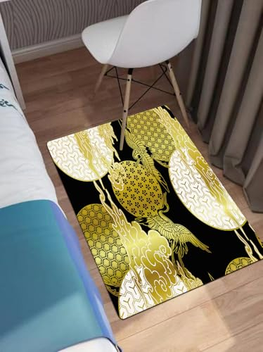 OHAGS nicht rutsches Badezimmermatten maschinenwaschbar, Ultra-weich und Wasser saugfähiger Badenteppich für Badezimmer,Japanisches Musterset. Nahtlose Vektorornamente mit traditionellen Mot,60x90 cm