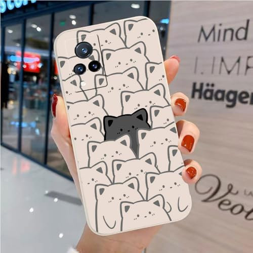Jolie Coque Compatible avec Vivo V21 5G - Étui TPU Souple Blanc Confortable Motif Animal Dessin Animé