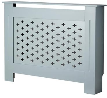 Home Source Radiator Cover Wooden Wall Cabinet Shelf Decorative Grill, Grey, Medium 112cm