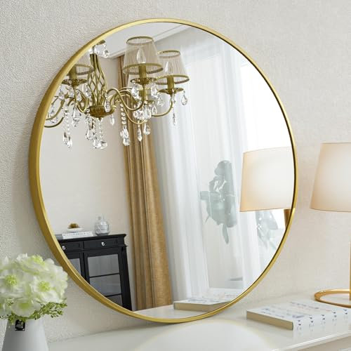 xixi-home Wandspiegel 70cm Runder Badezimmerspiegel Für Umkleideräume, Wohnzimmer, Schlafzimmer, Eingang.Gold