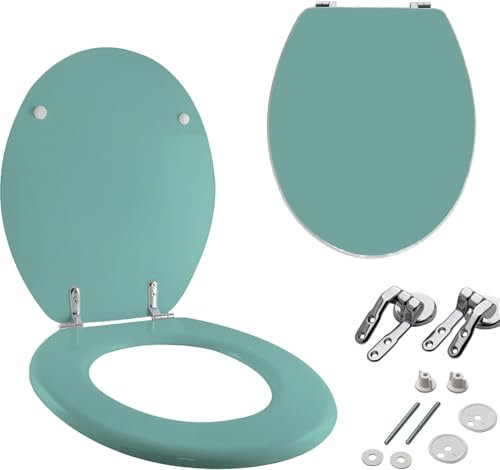 Zm Market Tavoletta wc universale Copriwater in Legno, Coprivaso colorata con accessori Cerniere viti anello Incluse Adatto a Tavolette WC toilet seat Ideale Misure Standard Montaggio Facile 8405688