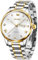 OLEVS Herrenuhr Gold Silber Edelstahl Band Analoger Quarz Herren Armbanduhr Weiß Großgesicht Lässig Luxus Diamanten Uhr für Herren Klassisches Leuchtend Wasserdicht Tag Datum Herrenuhren